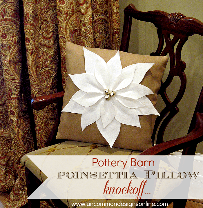 pottery barn inspired poinsettia christmas pillow 