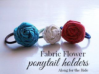 Fabric Flower Ponytail Holders