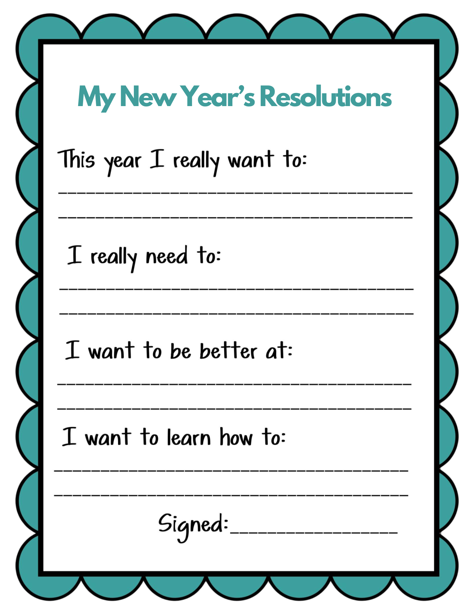 Kid Friendly New Year’s Resolution Printable - Uncommon Designs