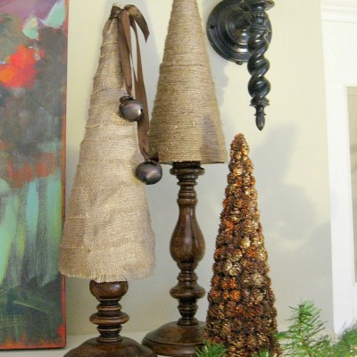 How To Make Burlap and Twine Tabletop Christmas Trees
