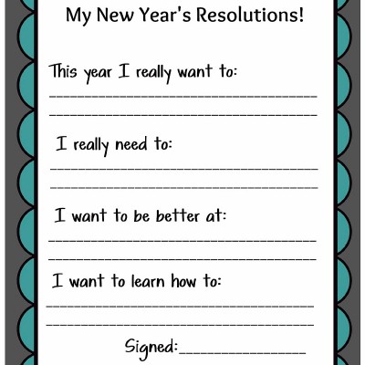 Kid Friendly New Year’s Resolution Printable