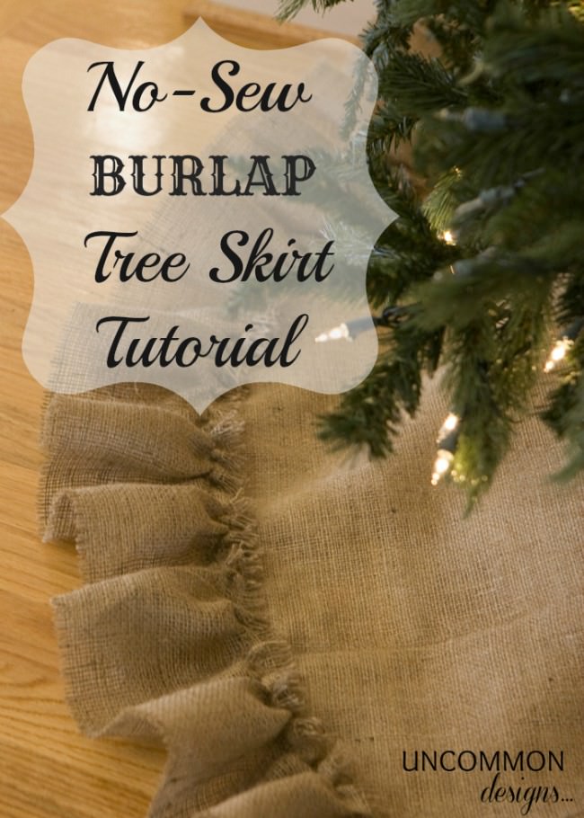 A stunning No Sew Burlap Tree Skirt Tutorial. It starts with a ready made item that makes it so easy to create.