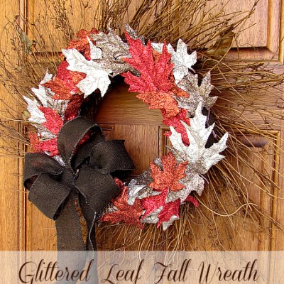 Glittered Fall Leaves Wreath { with Art Glitter! }
