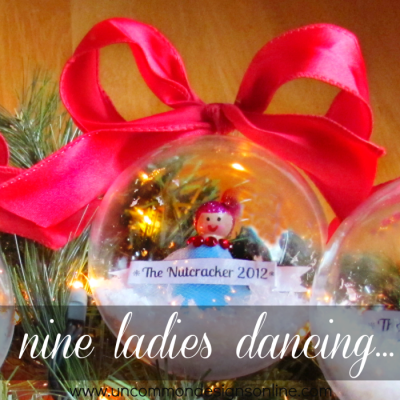 9 Ladies Dancing… Peg Doll Snow Globe Ornament