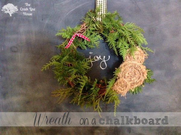 wreath on a chalkboard