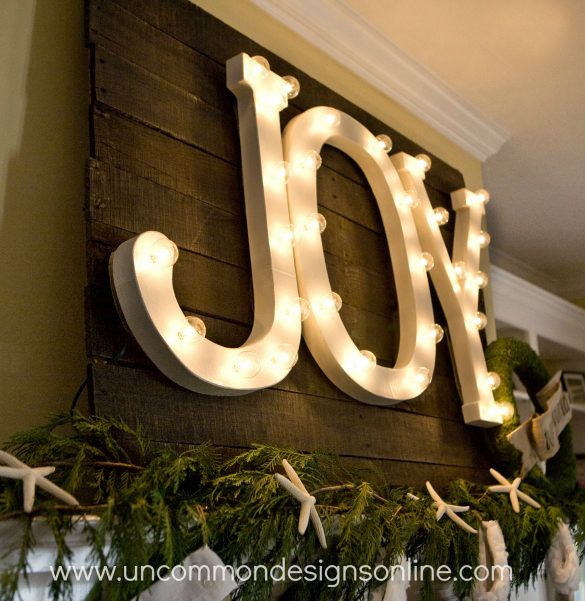 joy letters with lights