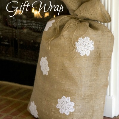 Burlap Bag Gift Wrap Idea