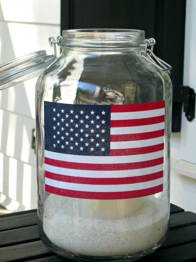 Flag Porch mason jar lantern