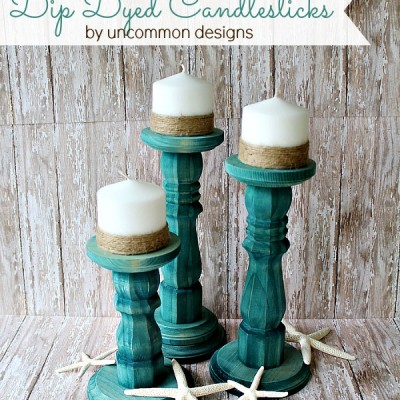 Dip Dyed Wooden Candlesticks