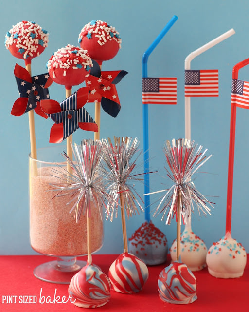 Red, White and Blue 4th of July Candy Cane Stripes Cake Pop Party