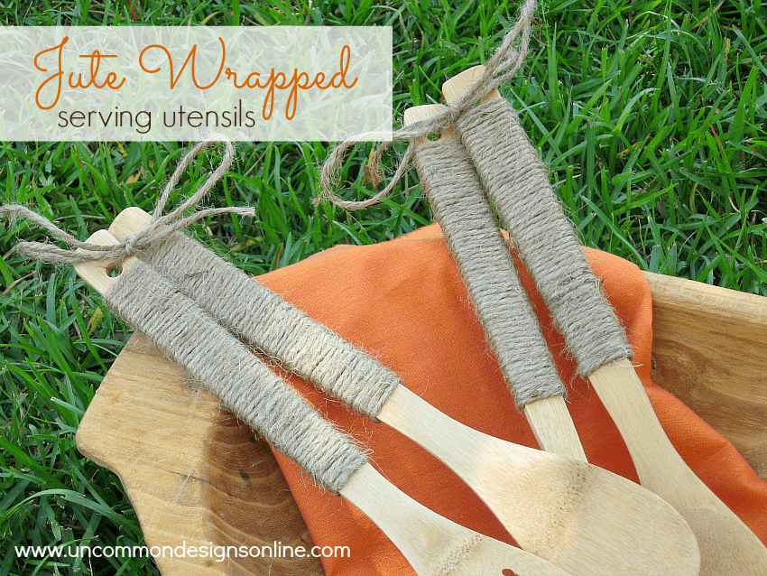 Fast and Easy Jute Wrapped Utensils.  Whip up a set in no time!  www.uncommondesignsonline.com 