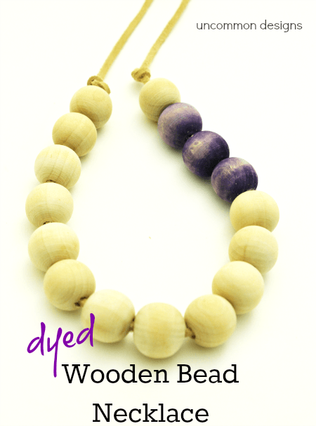 dyed wooden bead necklace