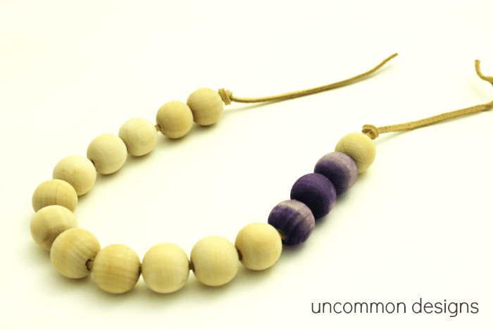 dyed wooden bead necklace