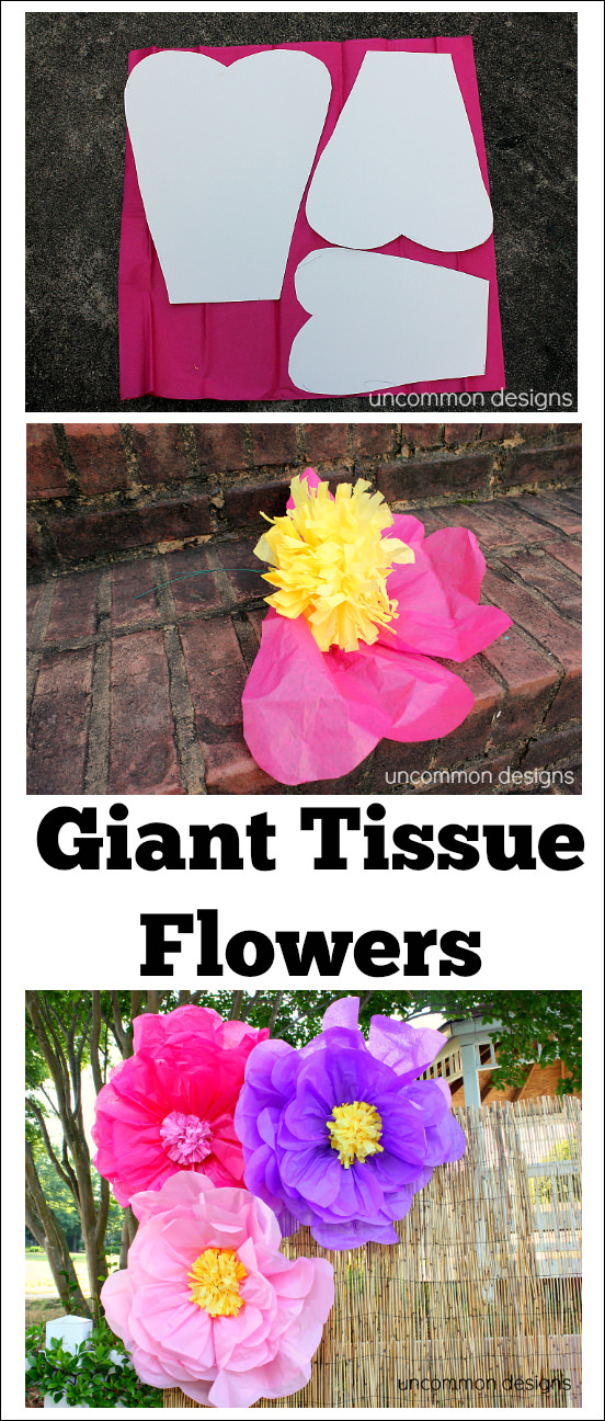 Such a cool and easy craft... make giant tissue paper flowers! www.uncommondesignsonline.com #tissuepoms #partyplanning 