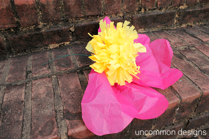 Such a cool and easy craft... make giant tissue paper flowers! www.uncommondesignsonline.com #tissuepoms #partyplanning 