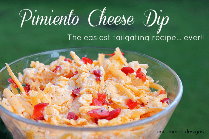 Easiest ever pimiento cheese recipe.  Make as a dip, sandwiches, or top hamburgers.  The perfect summer recipe!  www.uncommondesignsonline.com