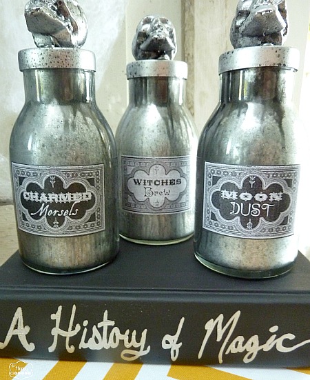 DIY Faux Mercury Glass Potion Bottles ~ Perfect for Halloween!