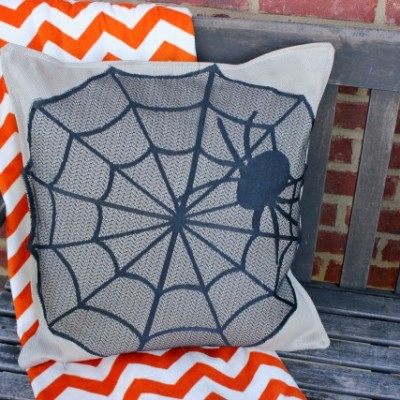 No Sew Spider Web Halloween Pillow Cover