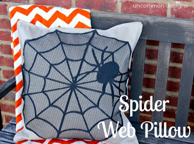 Spider Web Halloween Pillow Cover Using a Placemat