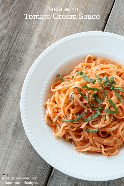 Pasta Recipe~ Pasta with Tomato Cream Sauce. A simple and easy family dinner. www.uncommondesignsonline.com