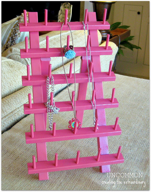A simple DIY Jewelry Organizer from a thread rack! 