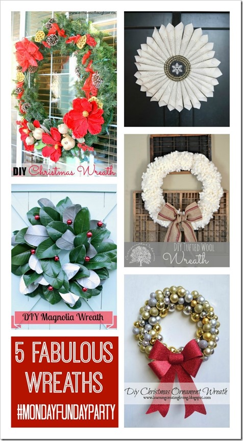 5 Christmas Wreaths from Monday Funday 