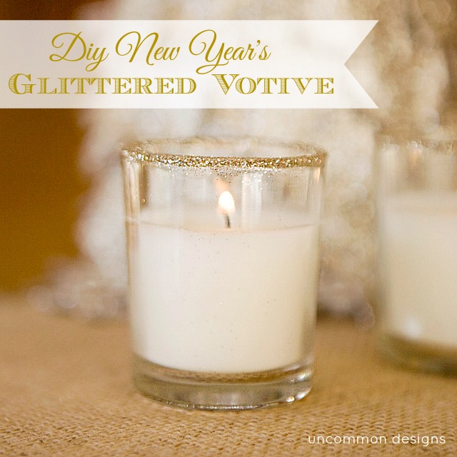 DIY New Year's Glittered Votives. A beautiful and super easy addition to your holiday decor! #glitter #votive #newyears