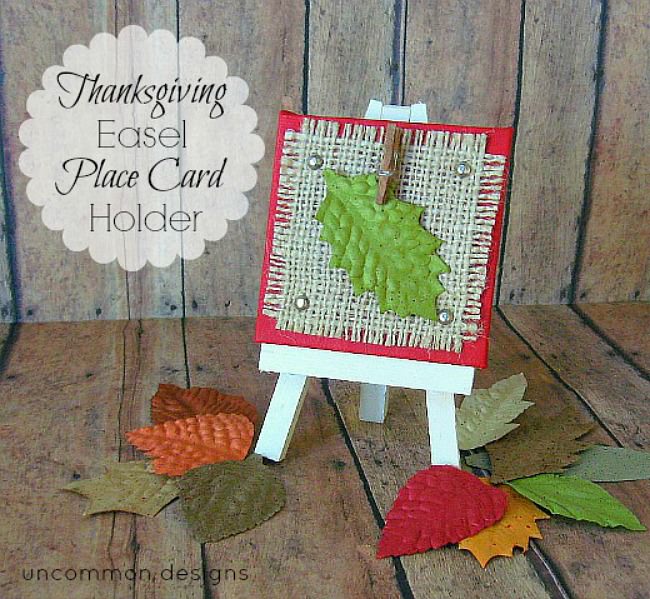 Create an adorable Thanksgiving Easel Place Card Holder for your dinner table! 