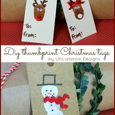 DIY Reindeer and Snowman Thumbprint Christmas Tags