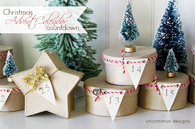 Christmas Advent calendar countdown using mini boxes and mini trees! A perfect way to celebrate the holiday season!