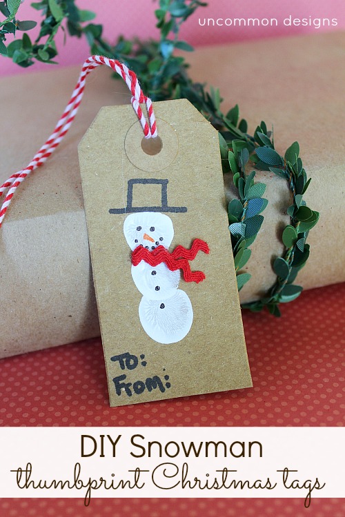 DIY Snowman Thumbprint Christmas Tags. via www.uncommondesignsonline.com