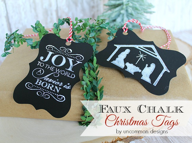 DIY Faux Chalk Christmas Tags. A beautiful gift wrapping idea. #giftwrapping #chalk #christmas #gifts