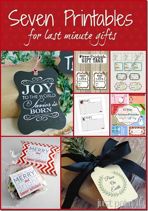 7 free printables for last minute Christmas gifts. Monday Funday link party features. #christmas #giftwrapping