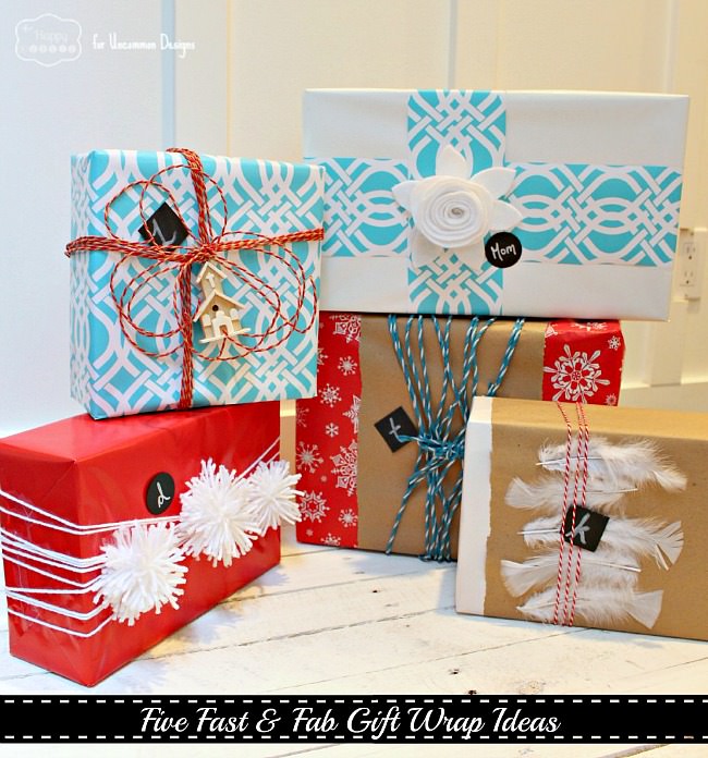 5 Fast and Fabulous Gift Wrap Ideas. Adorable and perfect for last minute gift wrapping. #christmas #giftwrap