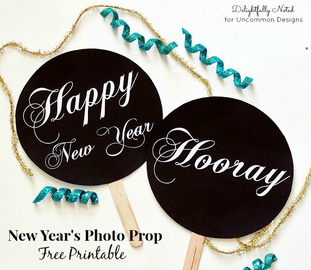 Free printable New Year's Eve photo props from Uncommon Designs.