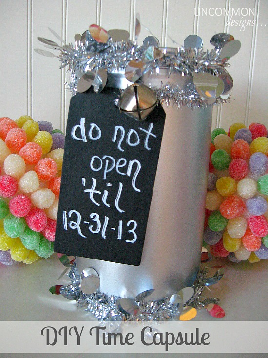 DIY New Year's Eve time capsule from Uncommon Designs with free printable. 