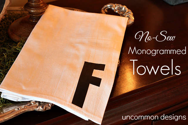 No Sew Monogrammed Towels... the Perfect Holiday Gift!  #NoSew  #HolidayGifts via www.uncommondesignsonline.com