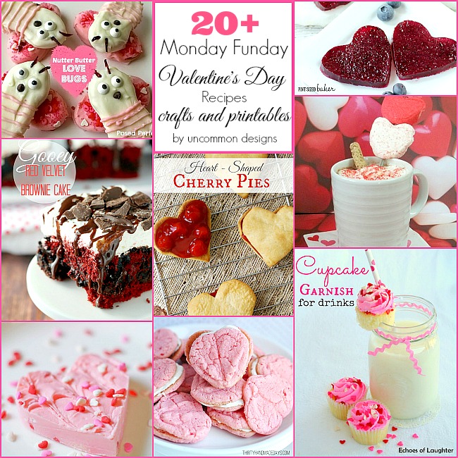 20+ Valentine's Day Craft, printables, and recipes from Monday Funday. #linkpartyfeatures #valentinesday