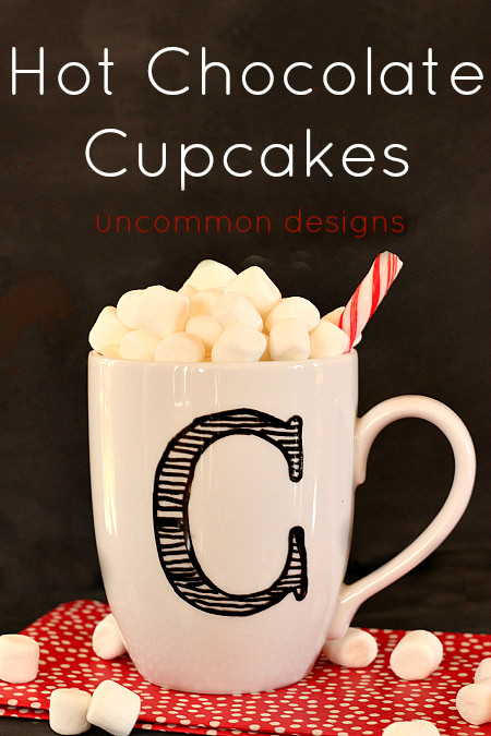Hot Chocolate Cupcakes in a Mug by www.uncommondesignsonline.com #Cupcakes  #HotChocolate