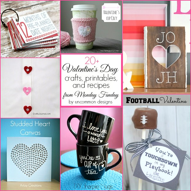 20+ Valentine's Day Craft, printables, and recipes from Monday Funday. #linkpartyfeatures #valentinesday