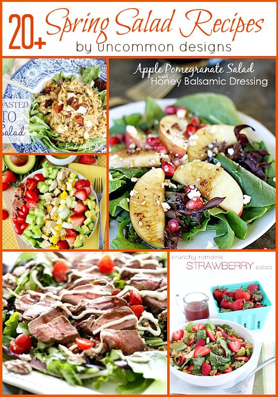 20+ Spring Salad Recipes and Dressings. A great collection for a lighter menu. #saladrecipes #dressingrecipes