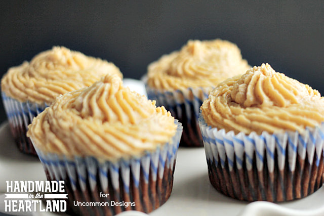 Chocolate Banana Cupcakes with Peanut Butter Icing  www.uncommondesignsonline.com