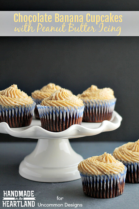 Chocolate Banana Cupcakes with Peanut Butter Icing  www.uncommondesignsonline.com