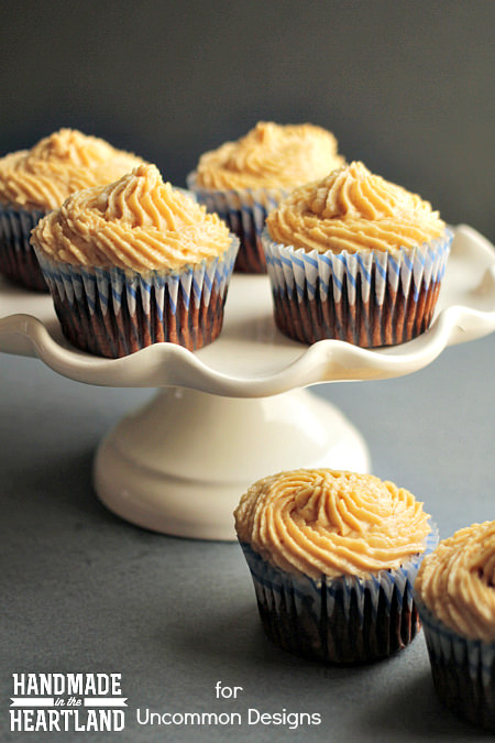 Chocolate Banana Cupcakes with Peanut Butter Icing www.uncommondesignsonline.com