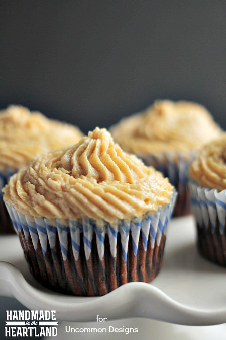 Chocolate Banana Cupcakes with Peanut Butter Icing  www.uncommondesignsonline.com