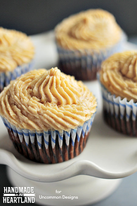 Chocolate Banana Cupcakes with Peanut Butter Icing  www.uncommondesignsonline.com