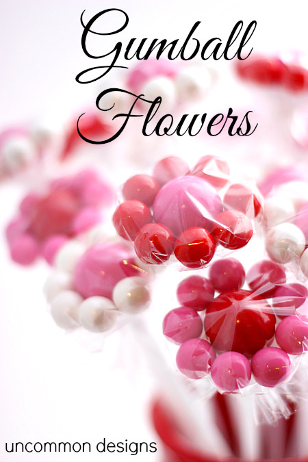 Gumball Flowers An Adorable #Valentines Treat! www.uncommondesignsonline.com #valentinestreat #kidscrafts