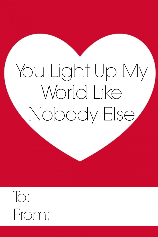 You Light Up My World Free Valentines Printable  #ValentinesDay  #FreePrintable  www.uncommondesignsonline.com