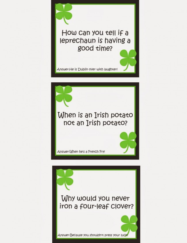 Free Printable Lunch Box Jokes for St. Patrick's Day www.uncommondesignsonline.com 