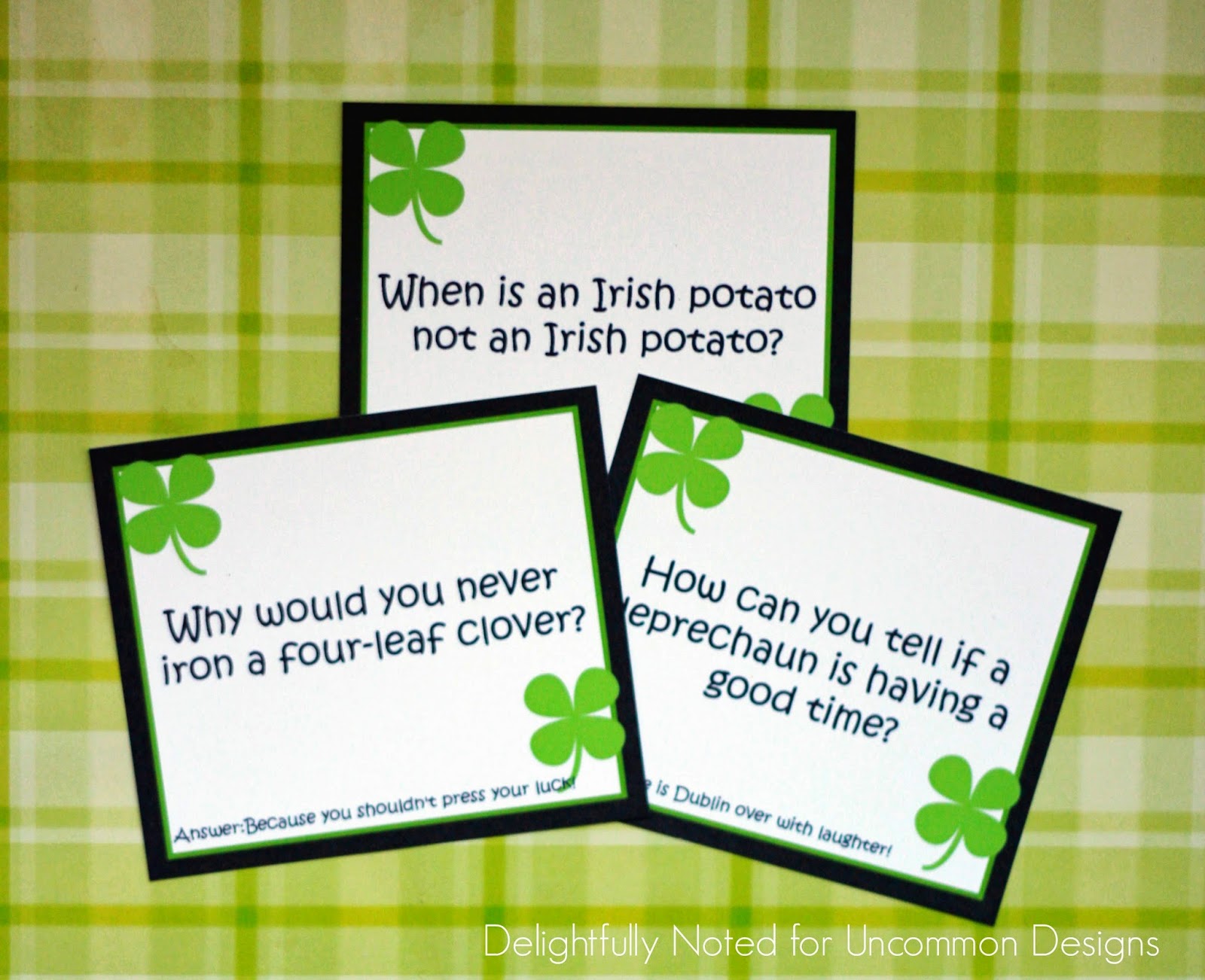 Free Printable Lunch Box Jokes for St. Patrick's Day www.uncommondesignsonline.com